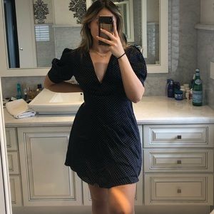 Zara Polka dot navy dress